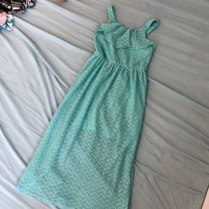 Teal formal lace dress